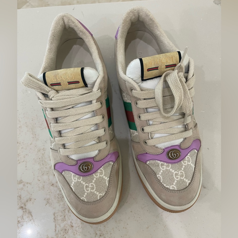 Gucci Screener Sneakers Purple/Silver 41 - Picture 2 of 10